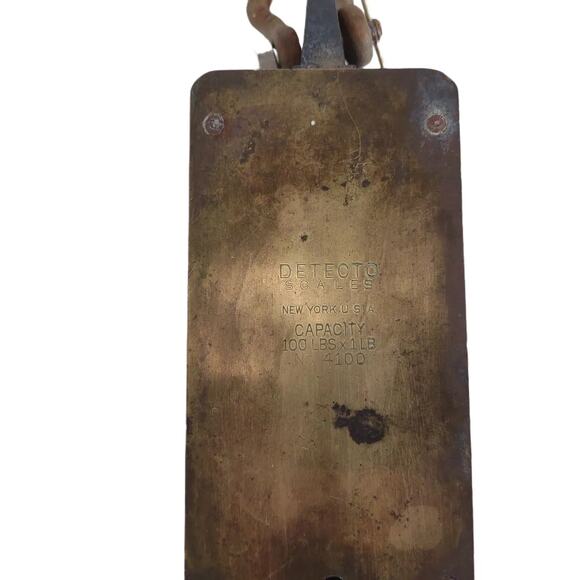 Vintage Detecto Scales No. 4100 1-100lbs Brass Hanging Spring Balance Scale NY - Picture 4 of 8